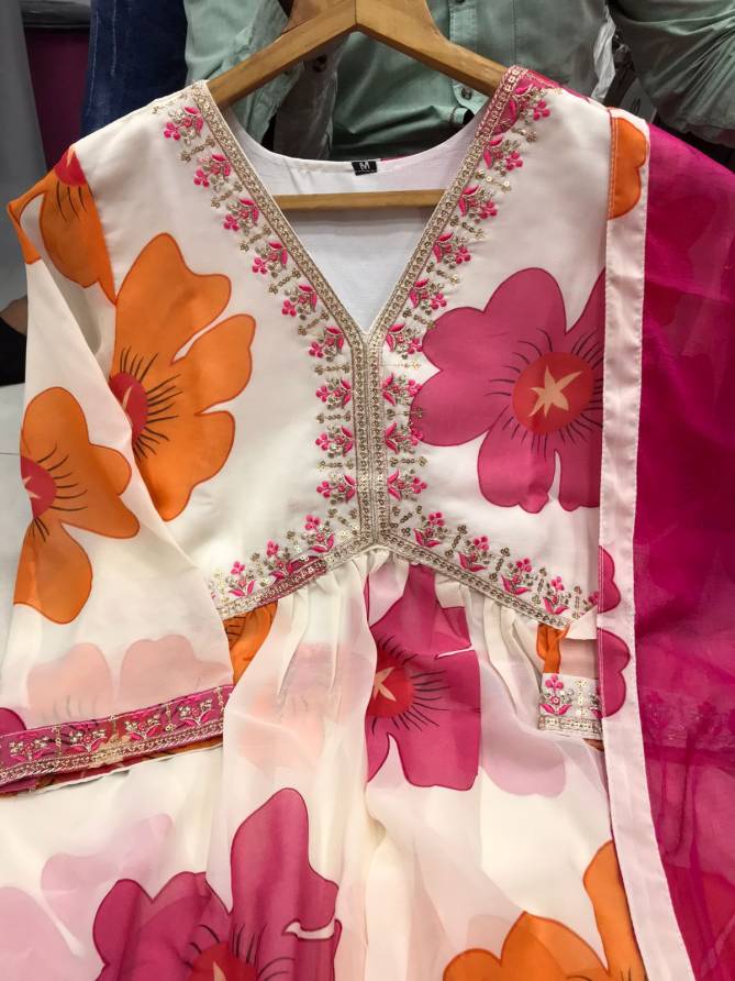 Vt Designer Kpd 9014 Alia Cut Embroidery Georgette Kurti With Bottom Dupatta Orders In India
